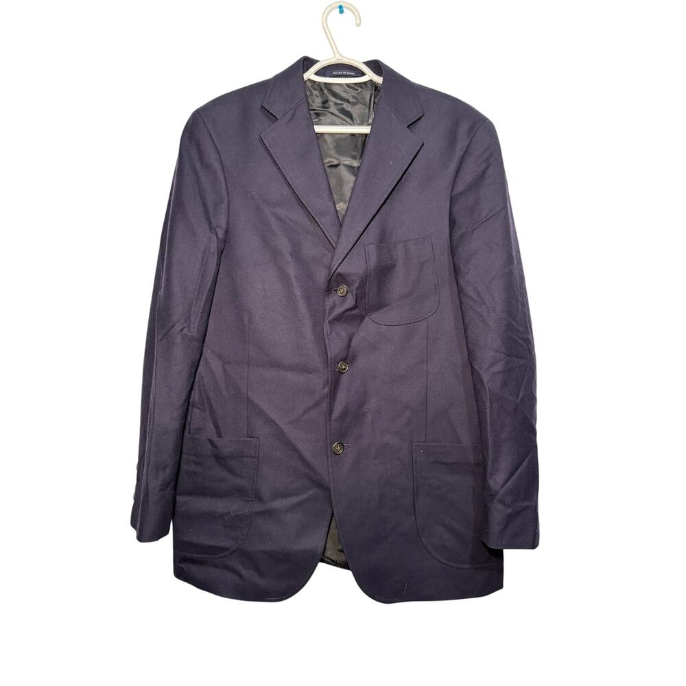 Lands End navy wool mens blazer suit coat 40 regular sophisticated career office
